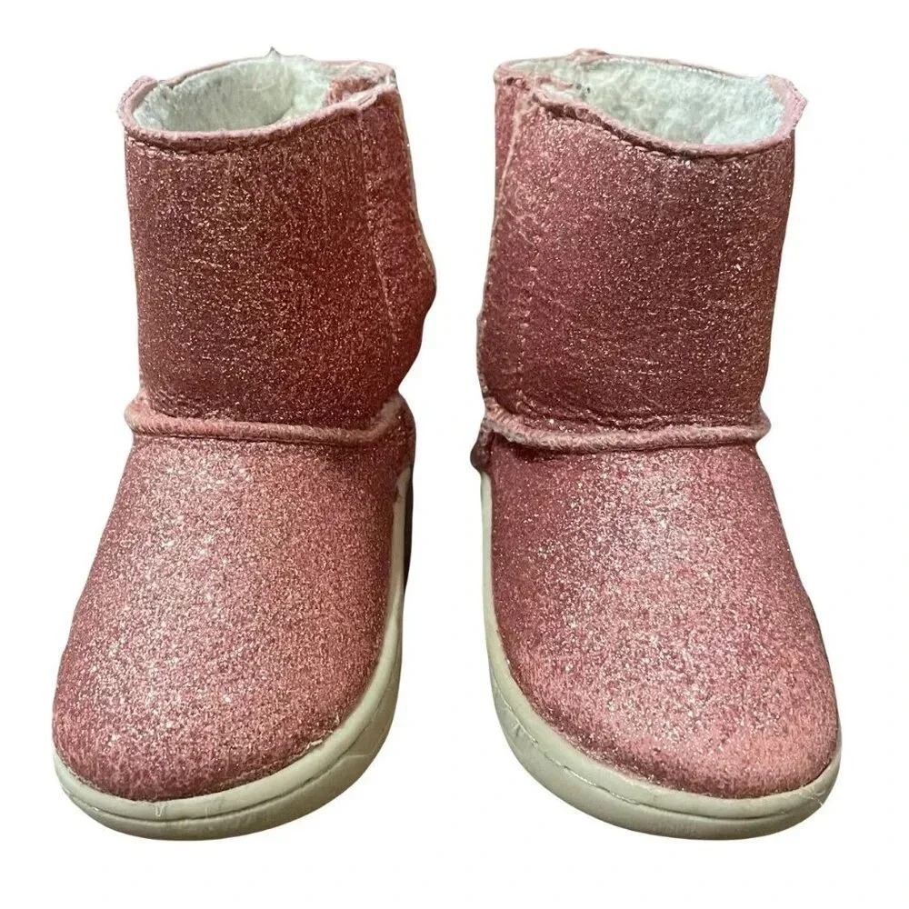Wonder Nation Pink Glitter Fleece Lined Boots Size 3 Toddler Girl - Picture 3 of 5